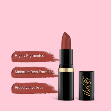 Iba Pure Lips Moisture Rich Lipstick for Women- A90 Coral Glow, 4g | High Glossy, Creamy Finish & Smooth Texture| Hydrated Lips | Enriched with Vitamin E, Coconut Oil & Shea Butter | Intense Colour & Highly Pigmented | Lip Makeup